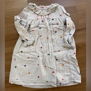 Mini Boden Floral Embroidered Long Sleeve Dress, Size 3-4y